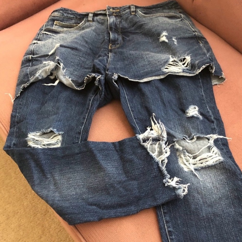 Zara Distressed Blue Jeans with Attached Shorts. 
**offers welcome**
